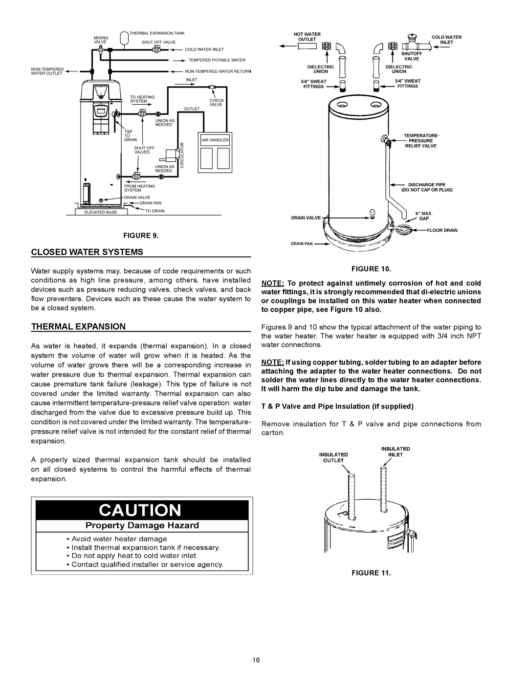 American Water Heater VG6250T100 Closed Water Systems, Thermal Expansion, T & P Valve and Pipe Insulation if supplied 
