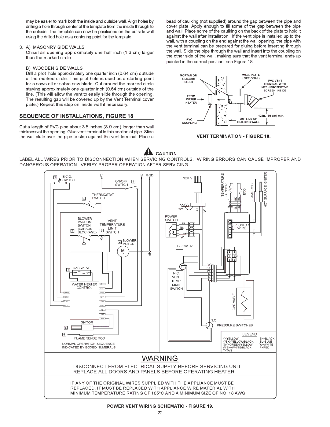 American Water Heater vG6250t76nv, VG6250T76NV Series 100 Sequence of INSTALLATIONS, Figure, Vent Termination Figure 