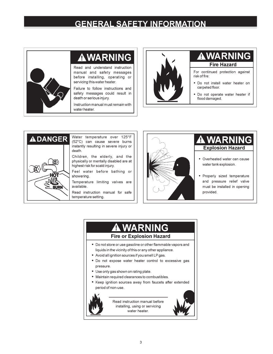 American Water Heater VG6250T76NV Series 100, vG6250t76nv instruction manual General Safety Information 