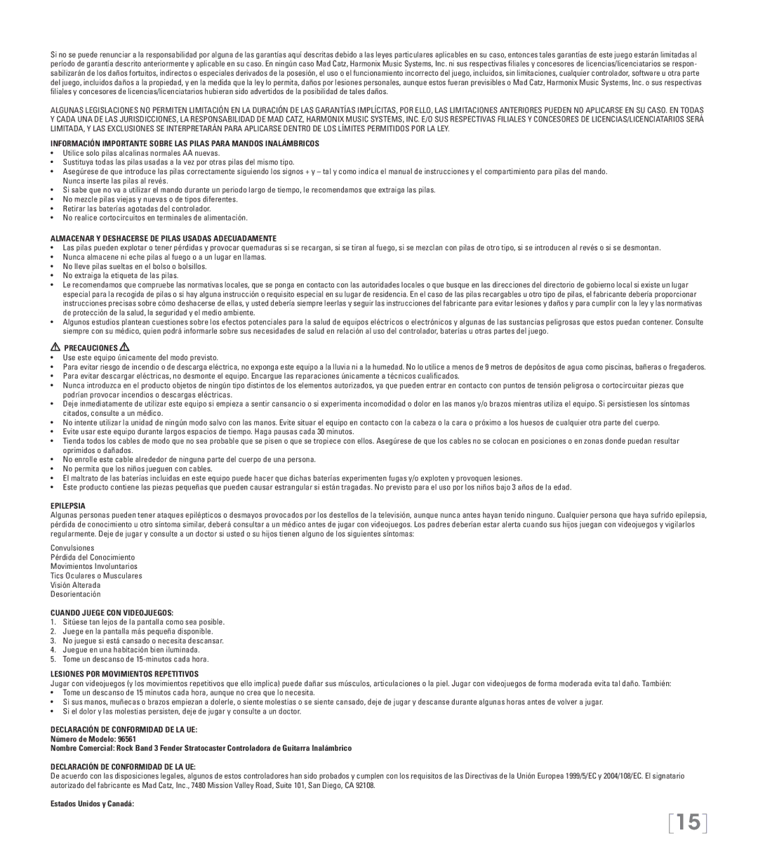 American Wireless 3 manual Almacenar Y Deshacerse DE Pilas Usadas Adecuadamente, Precauciones, Epilepsia 