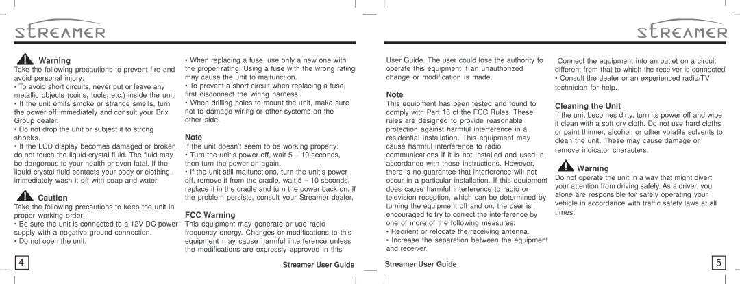 American Wireless SIR-STRPNP1 manual FCC Warning, Cleaning the Unit 