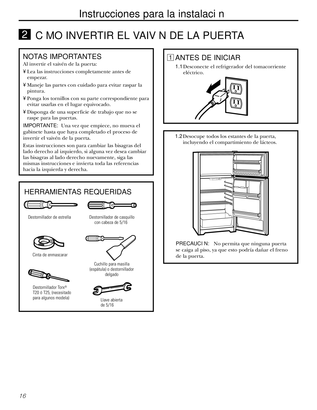 Americana Appliances 15 installation instructions Notas Importantes, Herramientas Requeridas Antes DE Iniciar 