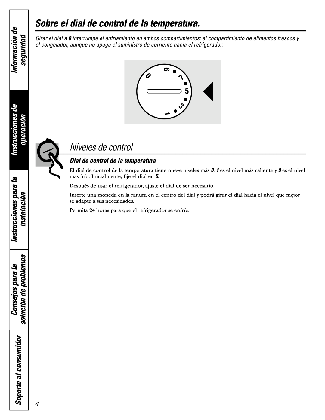 Americana Appliances 15 Sobre el dial de control de la temperatura, Niveles de control, Información de, seguridad, para la 