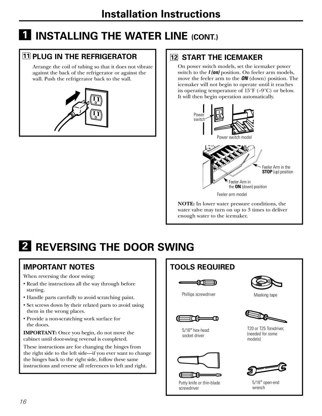 Americana Appliances 17, 18, 16 Plug in the Refrigerator, Start the Icemaker, Important Notes, Tools Required 