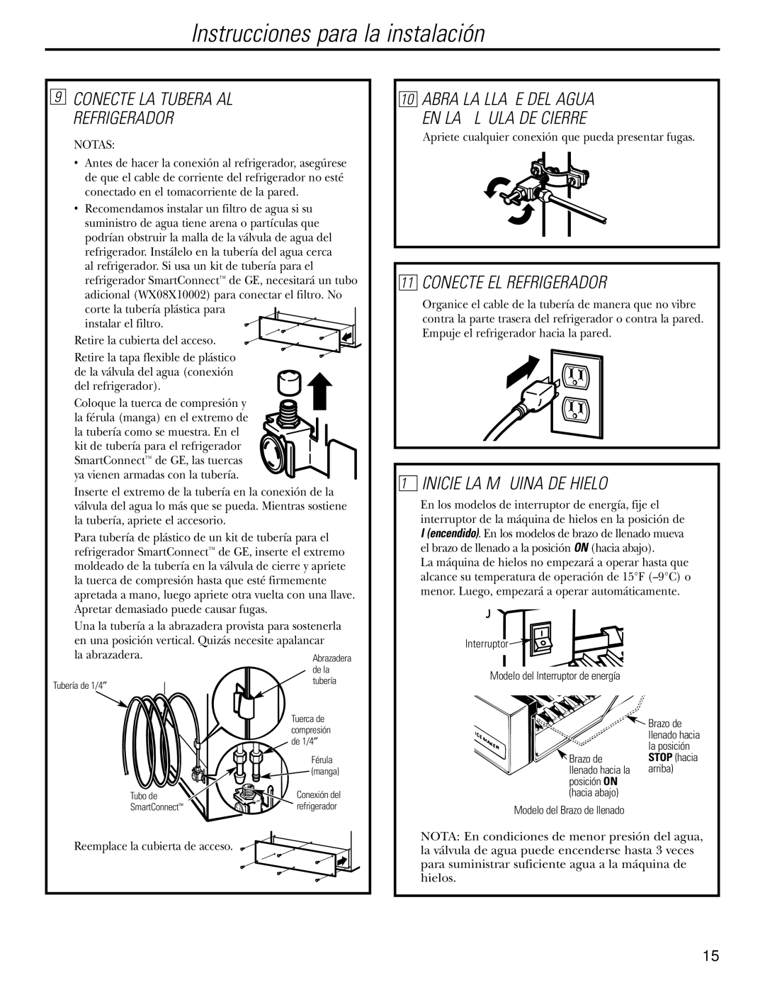 Americana Appliances 17, 18, 16 Conecte LA Tubería AL Refrigerador, Conecte EL Refrigerador, Inicie LA Máquina DE Hielo 