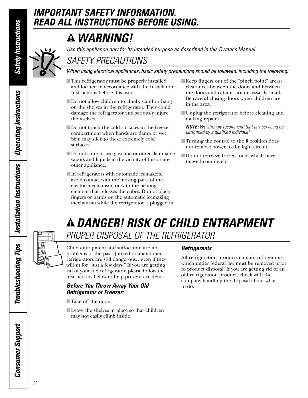 Americana Appliances 197D5984P004 installation instructions Safety Precautions 