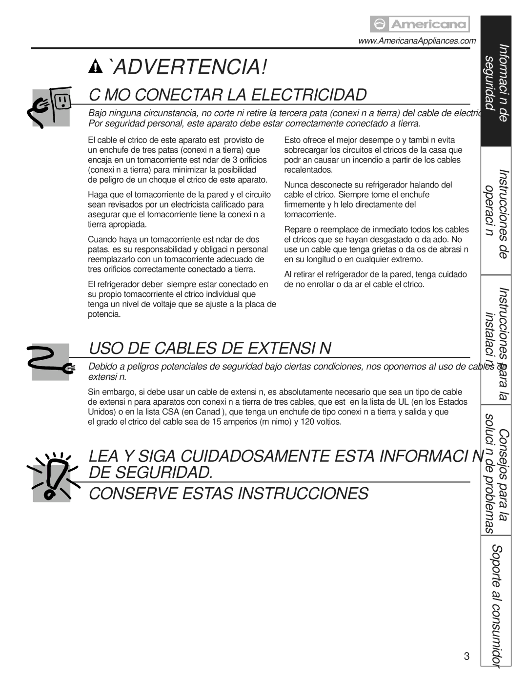 Americana Appliances 197D5984P004 installation instructions Conserve Estas Instrucciones 