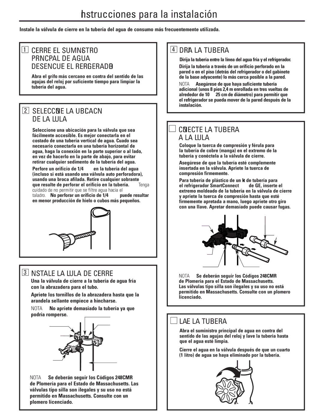 Americana Appliances 197D5984P004 Seleccione LA Ubicación DE LA Válvula, Dirija LA Tubería, Conecte LA Tubería LA Válvula 