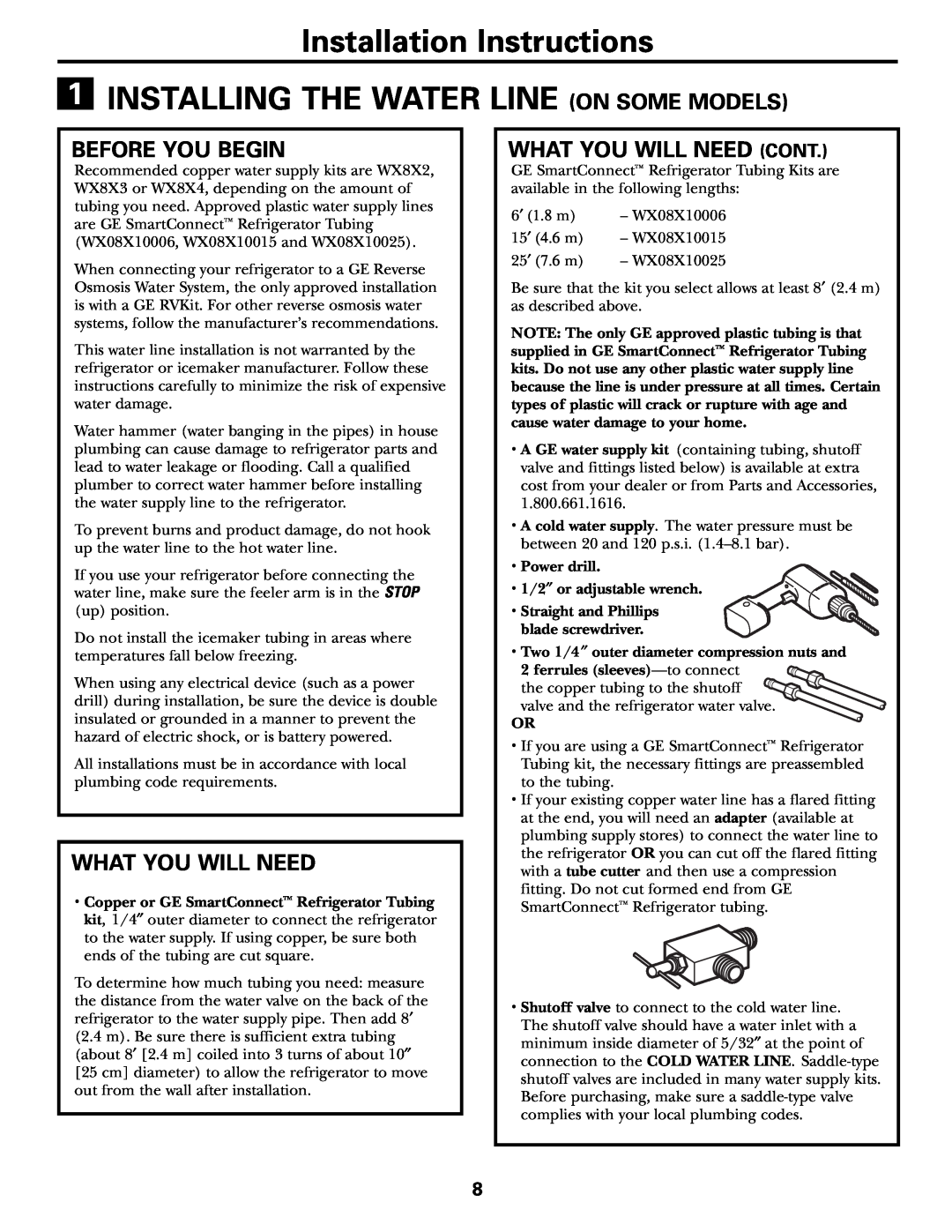 Americana Appliances 197D5984P004 Installation Instructions, Installing The Water Line On Some Models, Before You Begin 