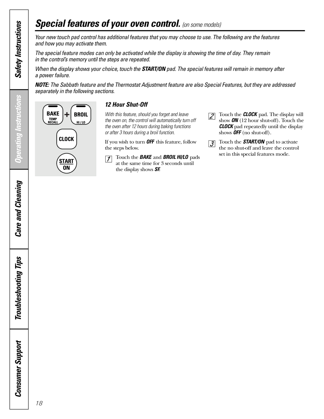 Americana Appliances ABS200 Special features of your oven control. on some models, Safety Instructions, Hour Shut-Off 