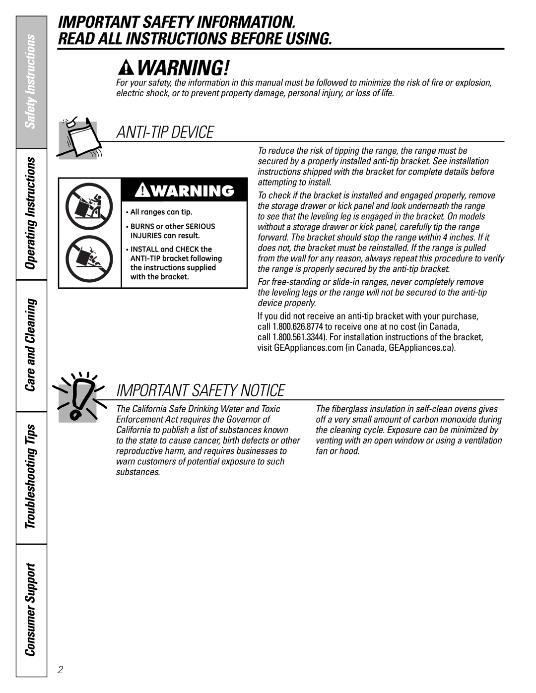 Americana Appliances ABS200 owner manual Care and Cleaning Operating Instructions Safety Instructions 