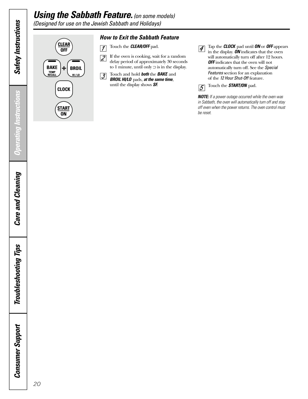 Americana Appliances ABS200 owner manual How to Exit the Sabbath Feature 