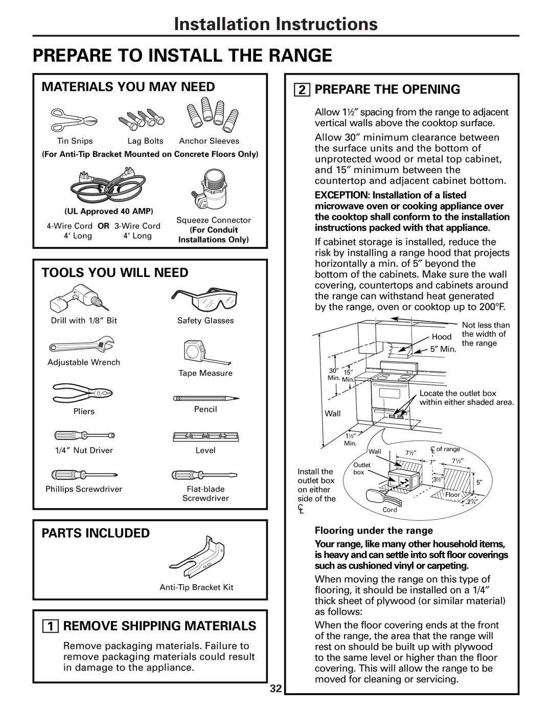 Americana Appliances ABS300 Materials YOU MAY Need, Tools YOU will Need, Parts Included, Remove Shipping Materials 