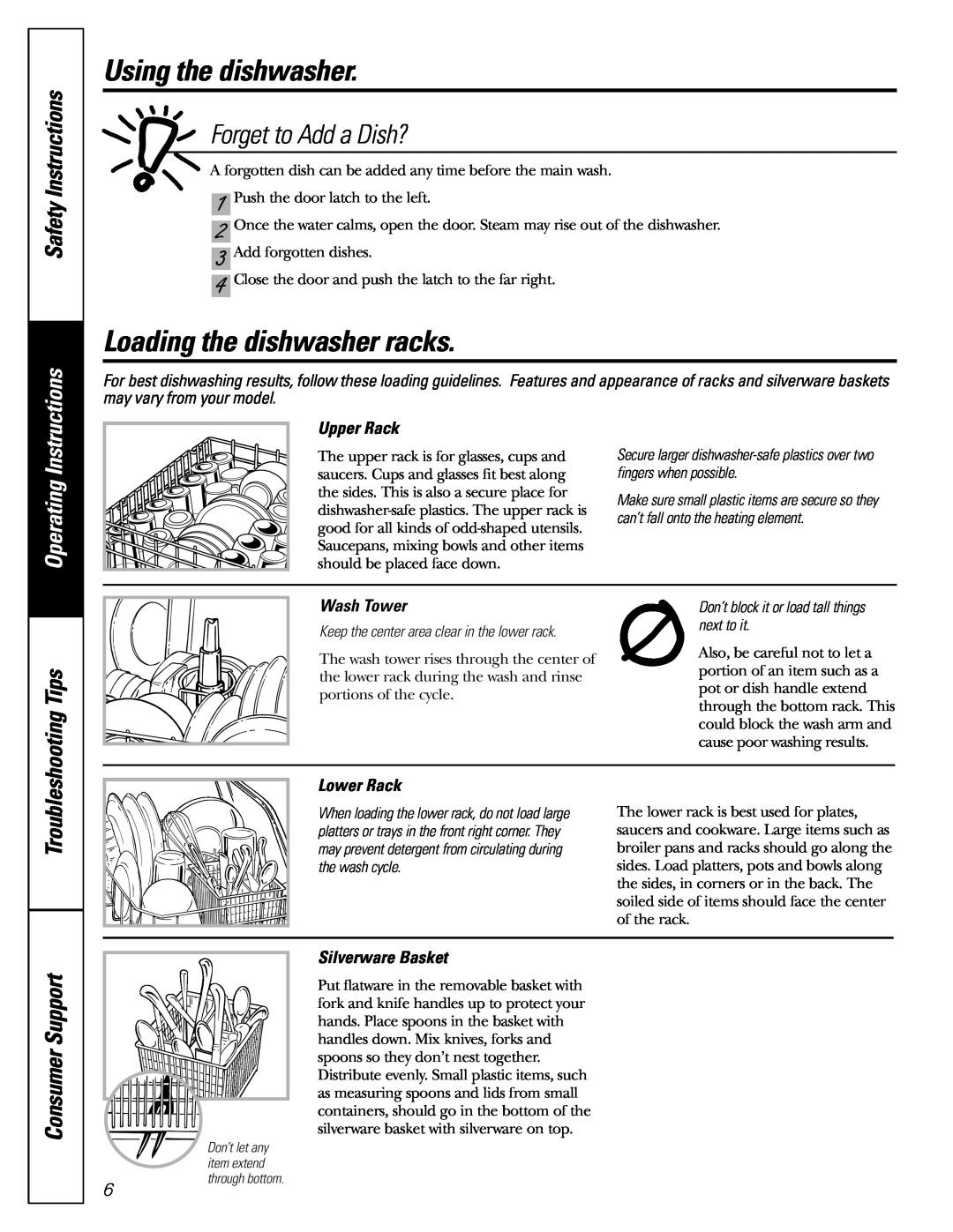 Americana Appliances ADW1000 series Loading the dishwasher racks, Forget to Add a Dish?, Instructions, Safety, Upper Rack 