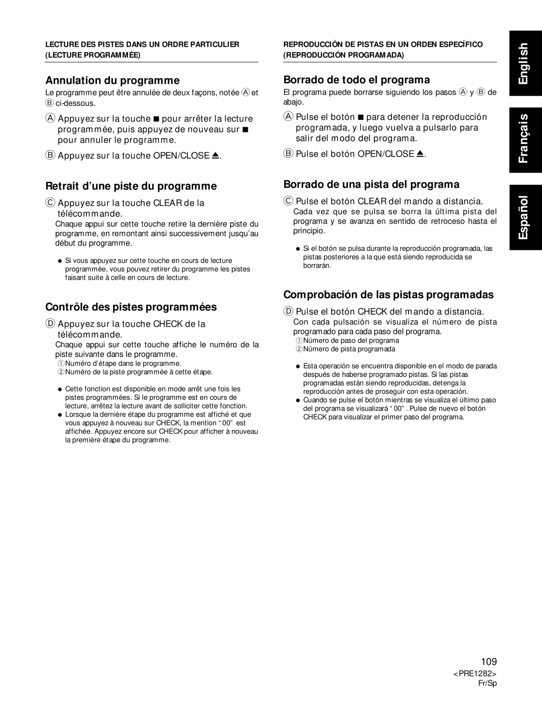 Americana Appliances CDR-850 Annulation du programme, Retrait d’une piste du programme, Contrôle des pistes programmées 