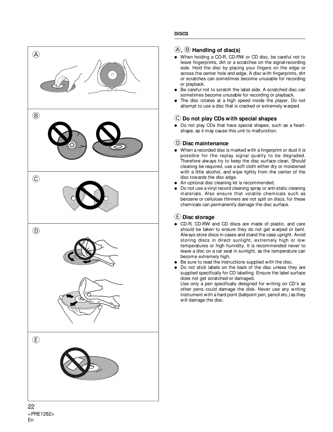 Americana Appliances CDR-850 manual Handling of discs 