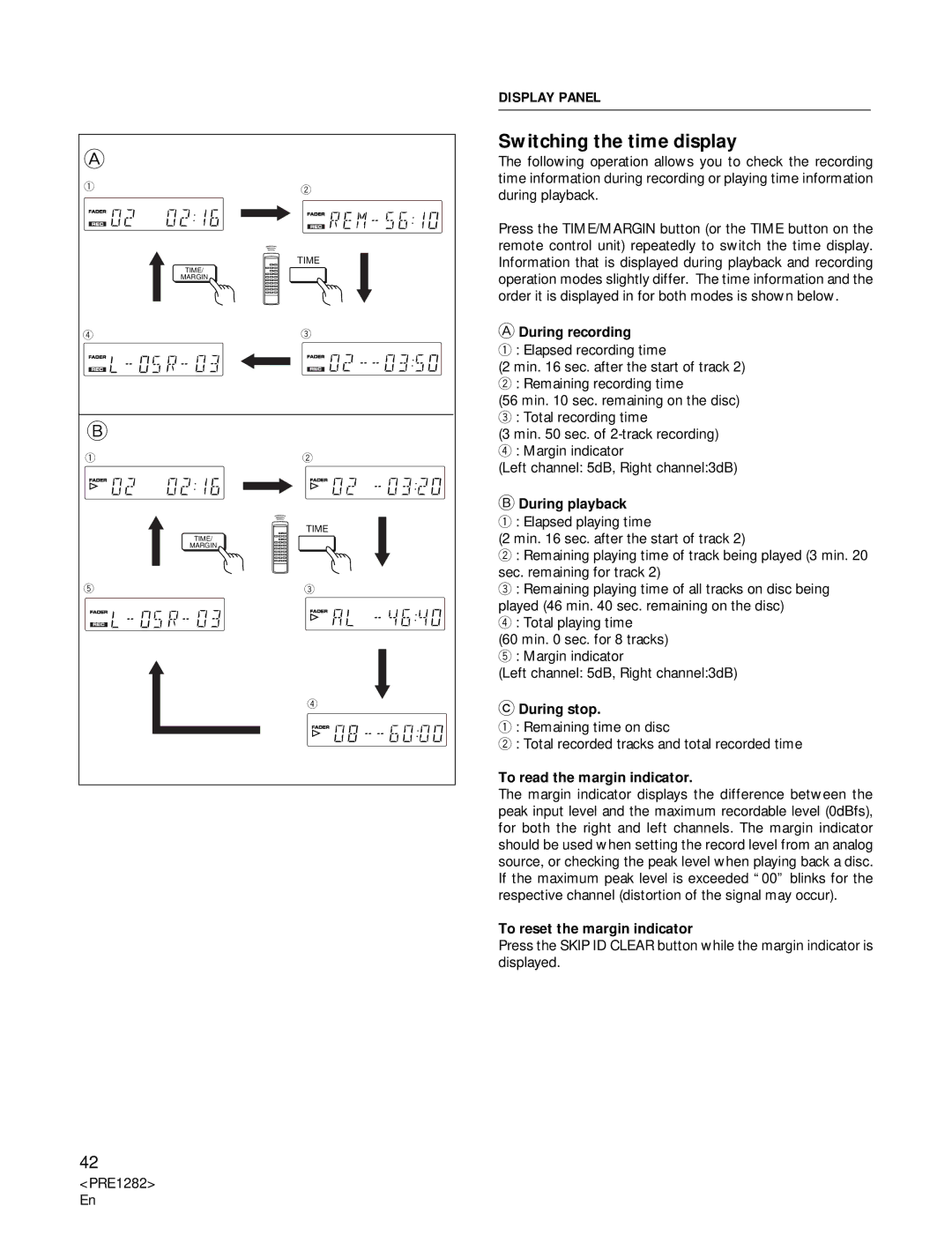 Americana Appliances CDR-850 manual Switching the time display, Display Panel 