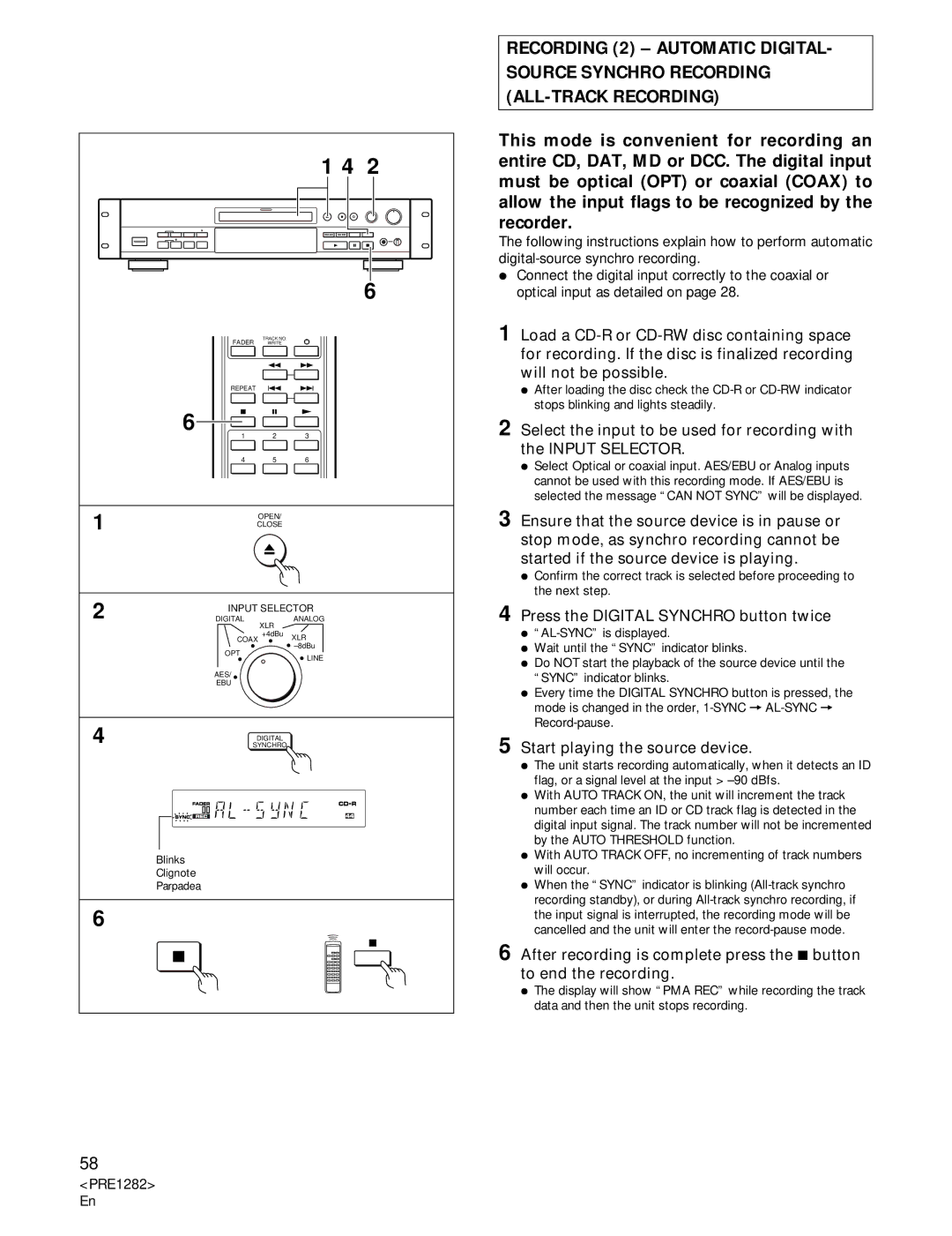 Americana Appliances CDR-850 manual Press the Digital Synchro button twice, PRE1282 