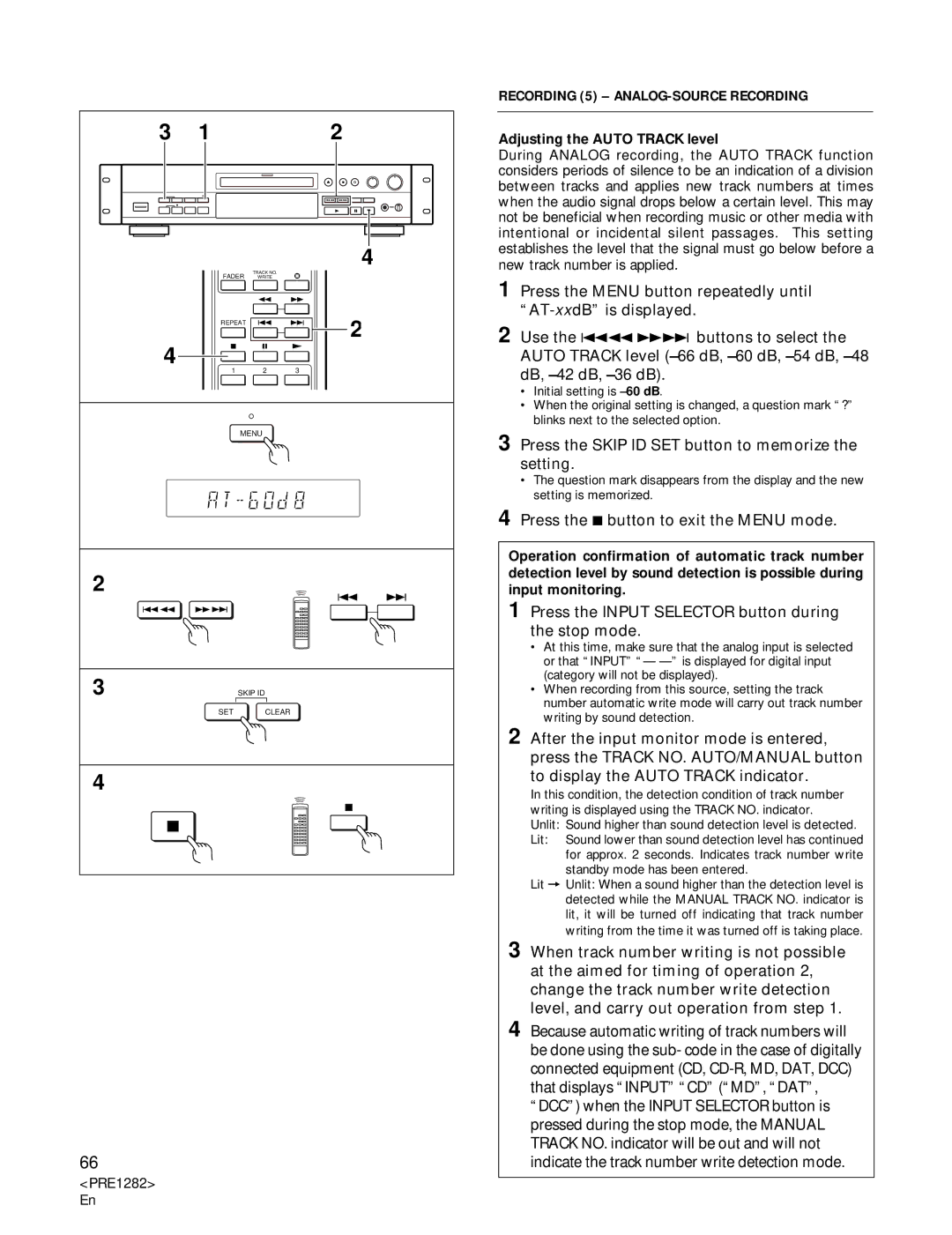 Americana Appliances CDR-850 Recording 5 ANALOG-SOURCE Recording, Press the Input Selector button during the stop mode 