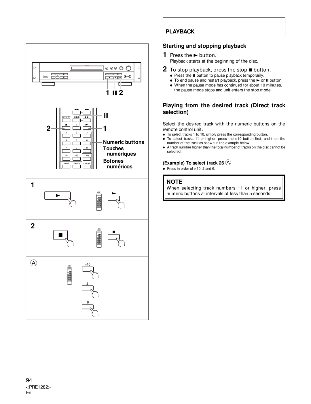 Americana Appliances CDR-850 manual Playback, Starting and stopping playback, Press the 3 button 