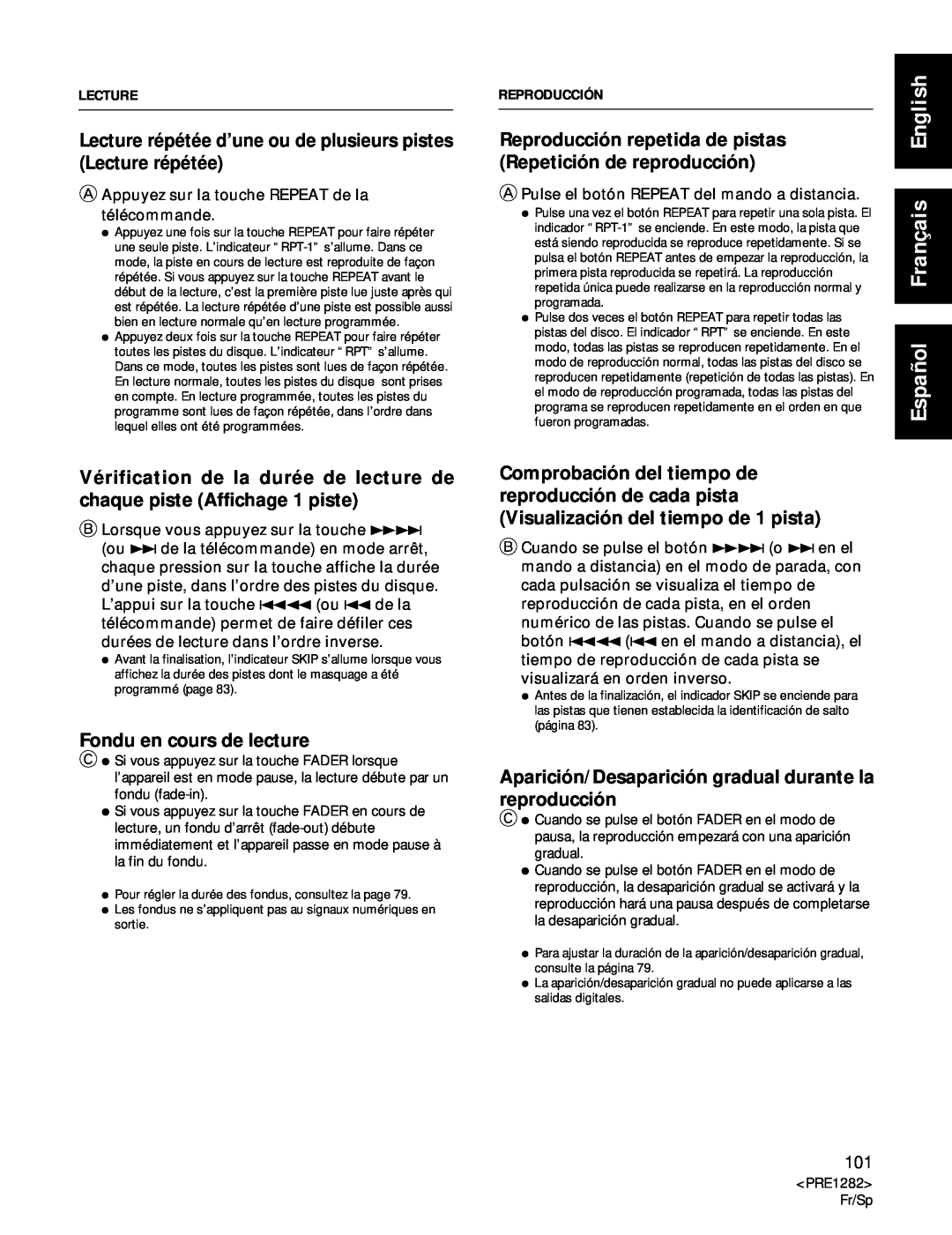 Americana Appliances CDR-850 manual Fondu en cours de lecture, Español Français English 