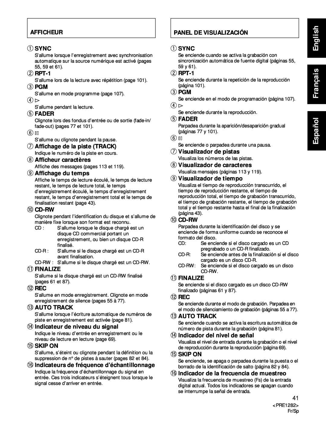 Americana Appliances CDR-850 manual Afficheur, Panel De Visualización, Español Français English 