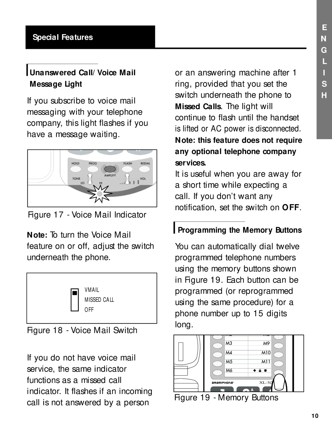 Ameriphone 50 manual Special Features, Voice Mail Indicator 