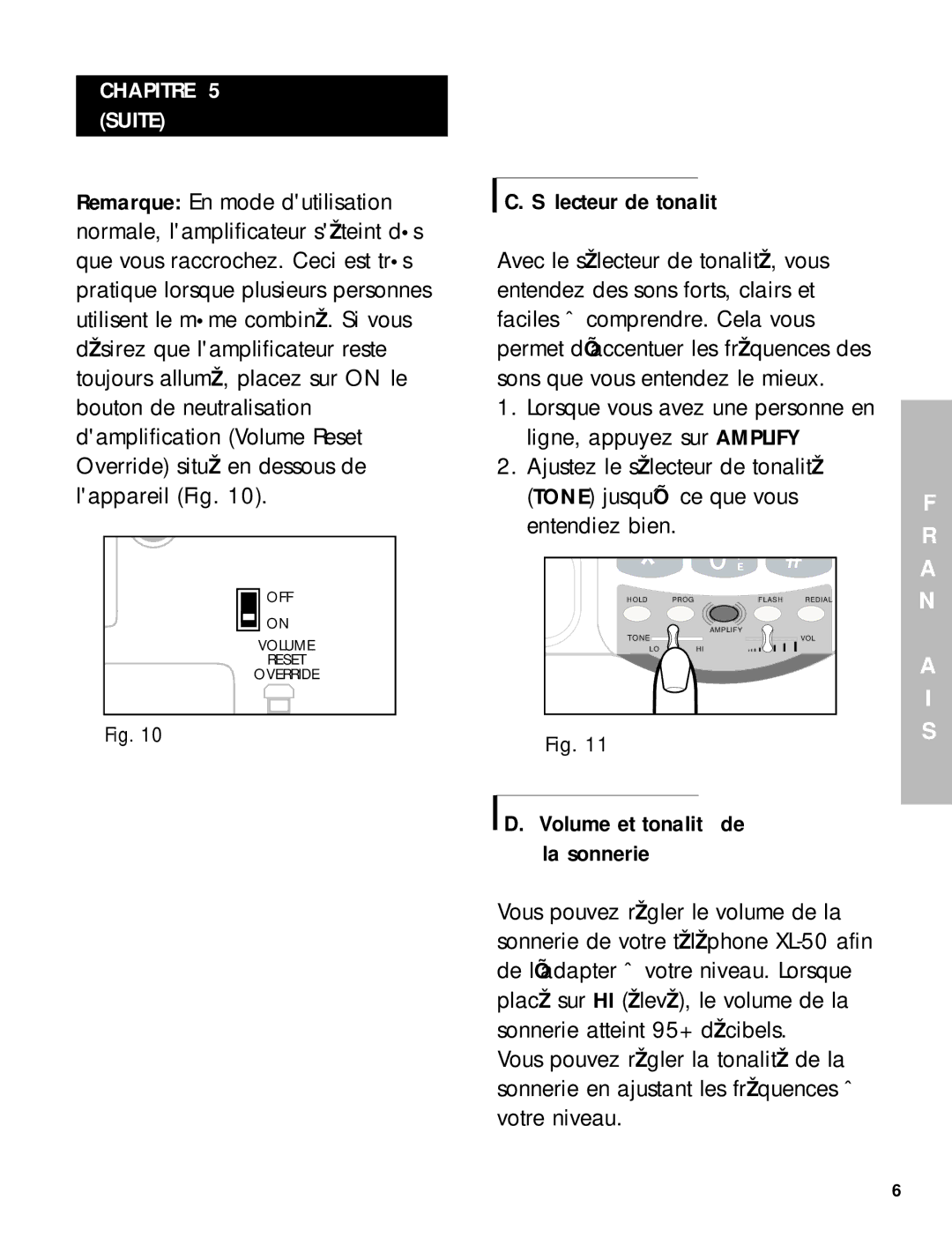 Ameriphone 50 manual Chapitre 5 Suite 