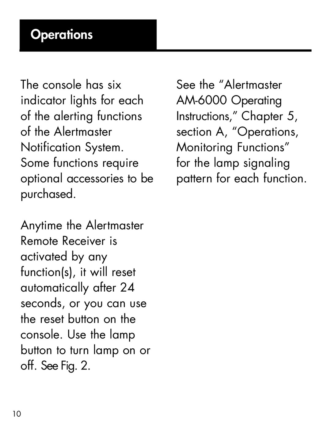 Ameriphone AM-RX2 manual Operations 