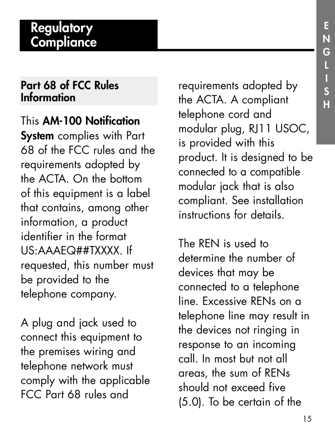 Ameriphone AM-RX2 manual Regulatory Compliance 