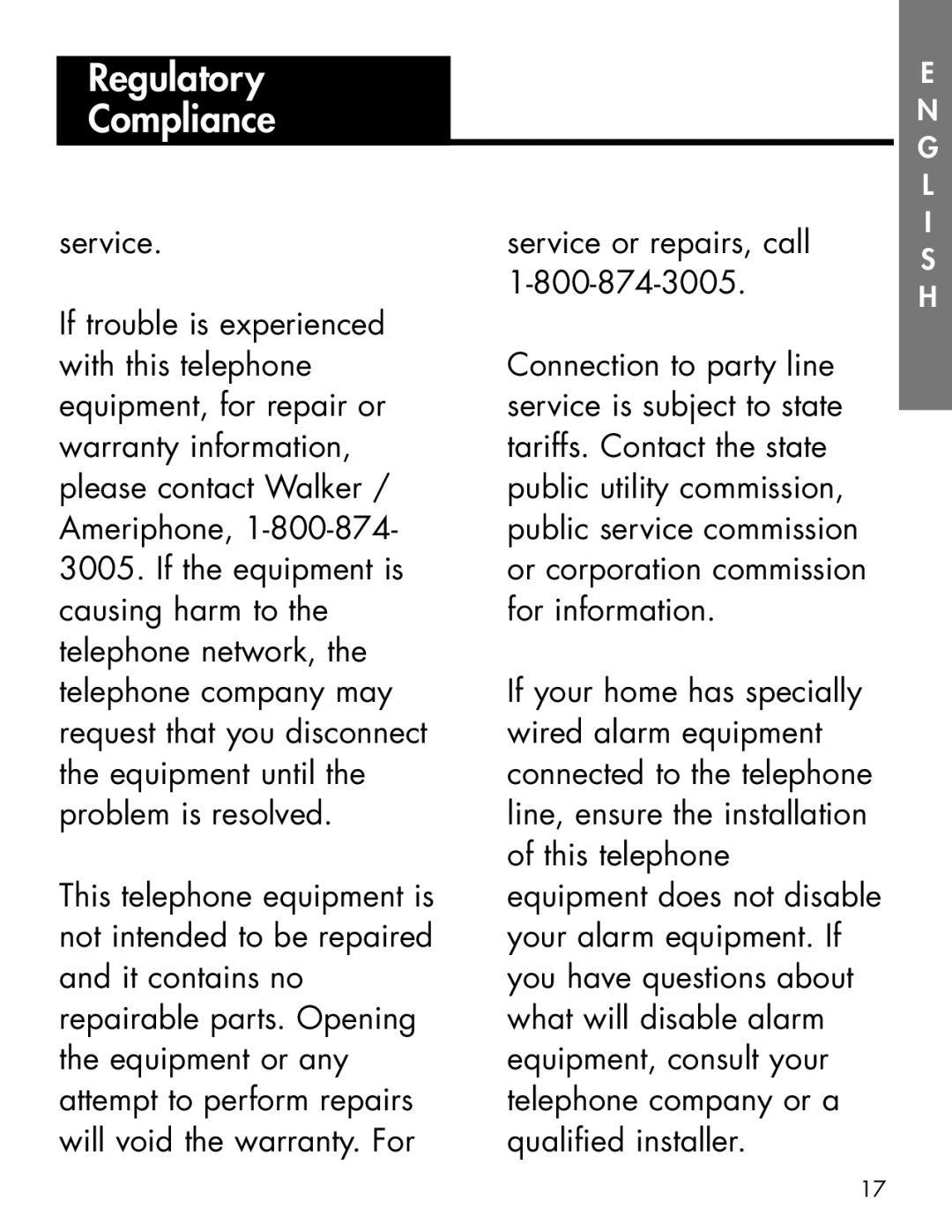 Ameriphone AM-RX2 manual Regulatory Compliance 