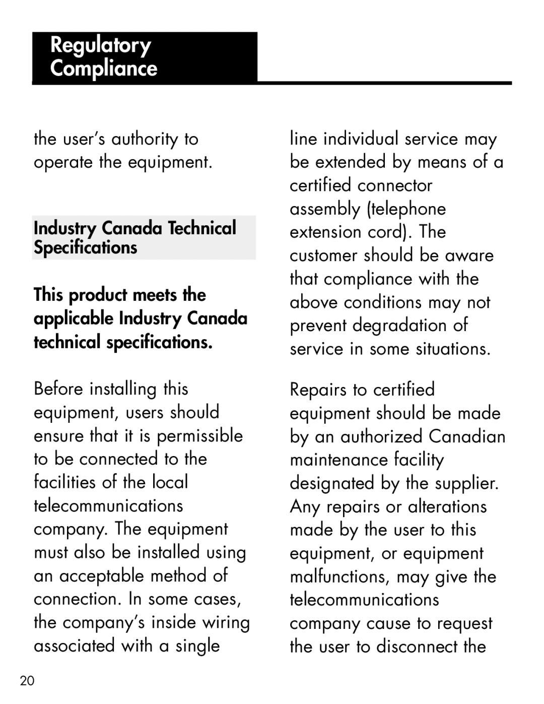 Ameriphone AM-RX2 manual Regulatory Compliance 