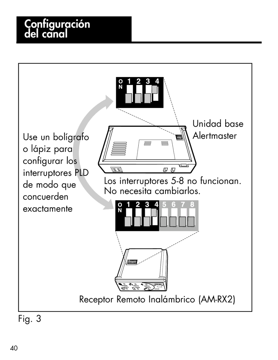 Ameriphone AM-RX2 manual Configuración del canal 