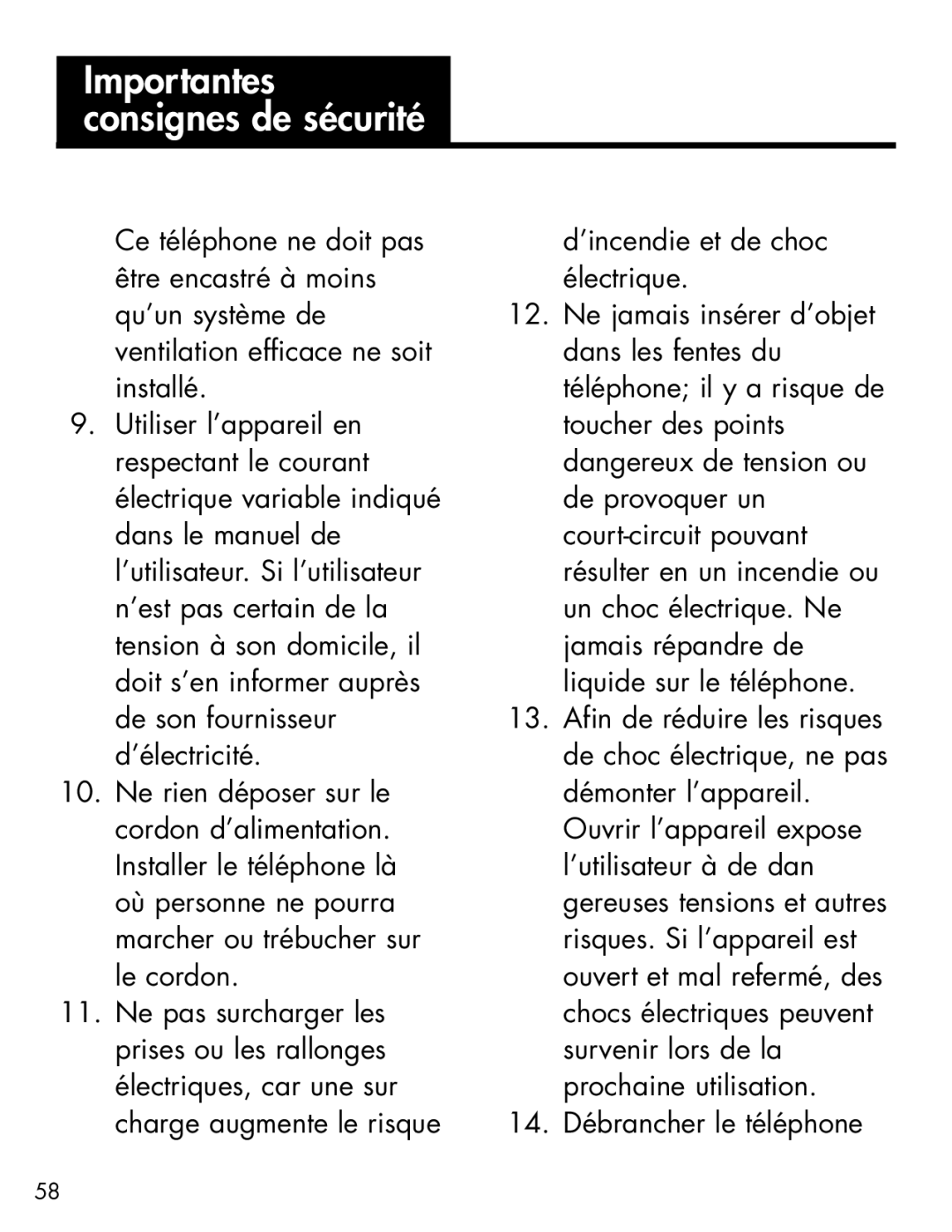 Ameriphone AM-RX2 manual 14. Débrancher le téléphone 