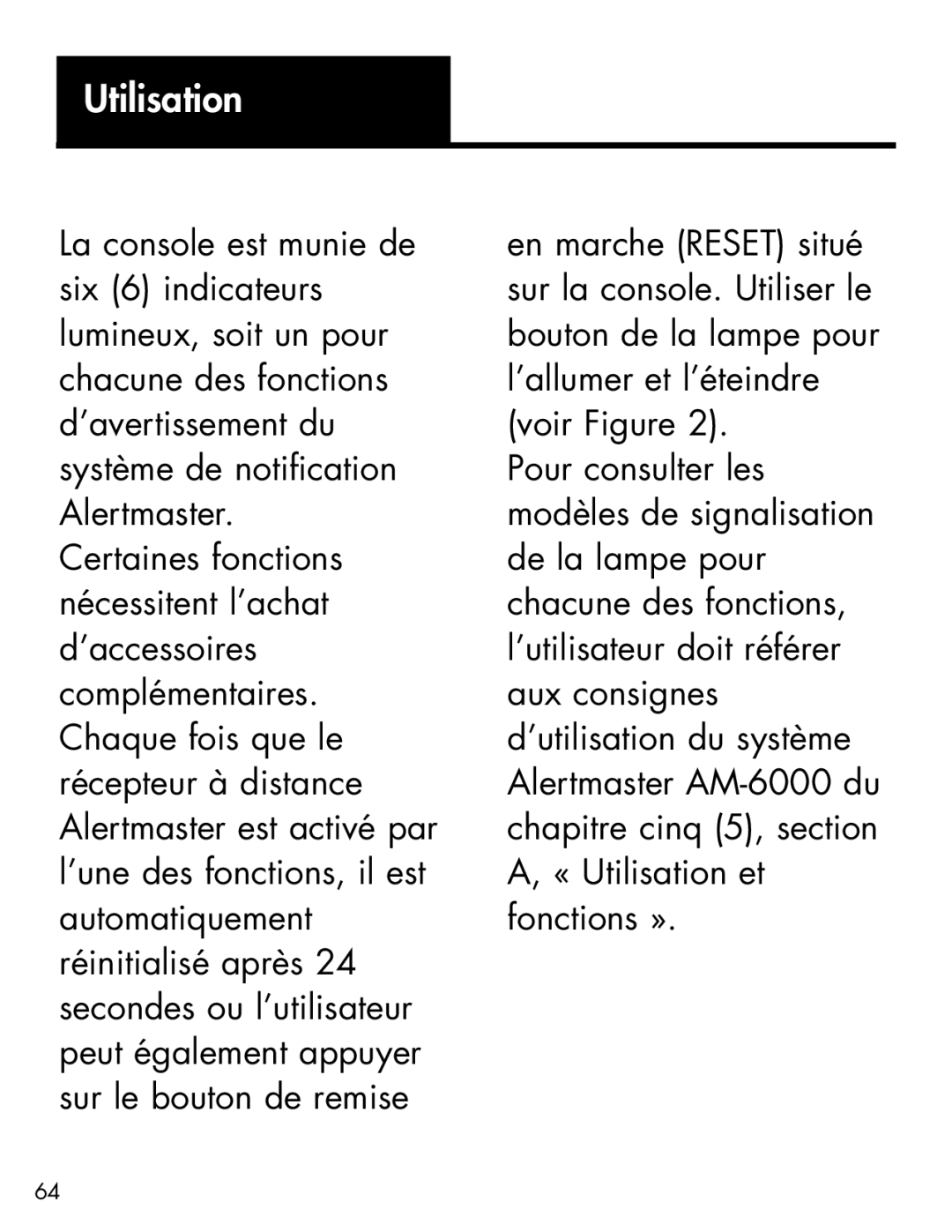 Ameriphone AM-RX2 manual Utilisation 