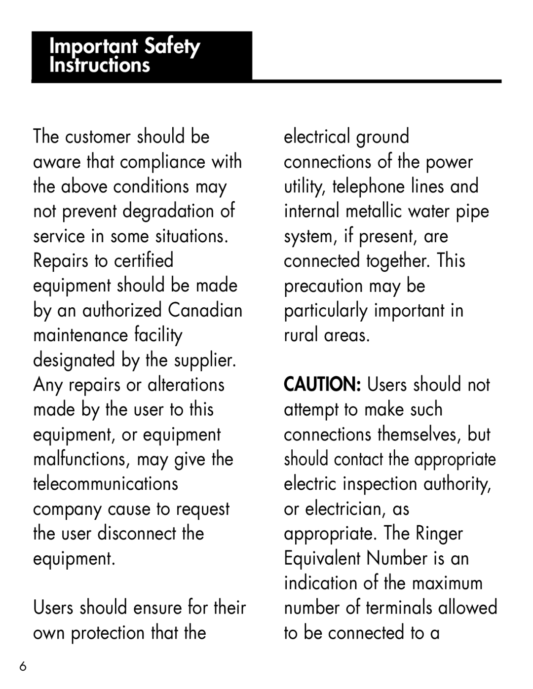 Ameriphone AM-RX2 manual Important Safety Instructions 