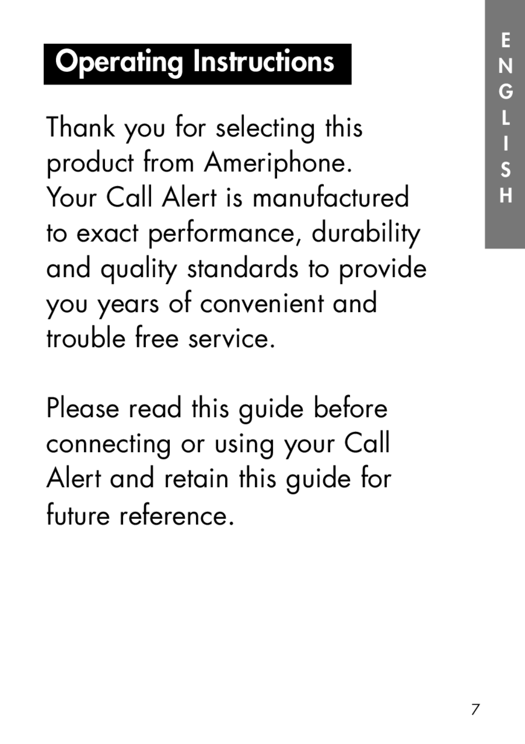 Ameriphone CA-200, CA-100 manual Operating Instructions 