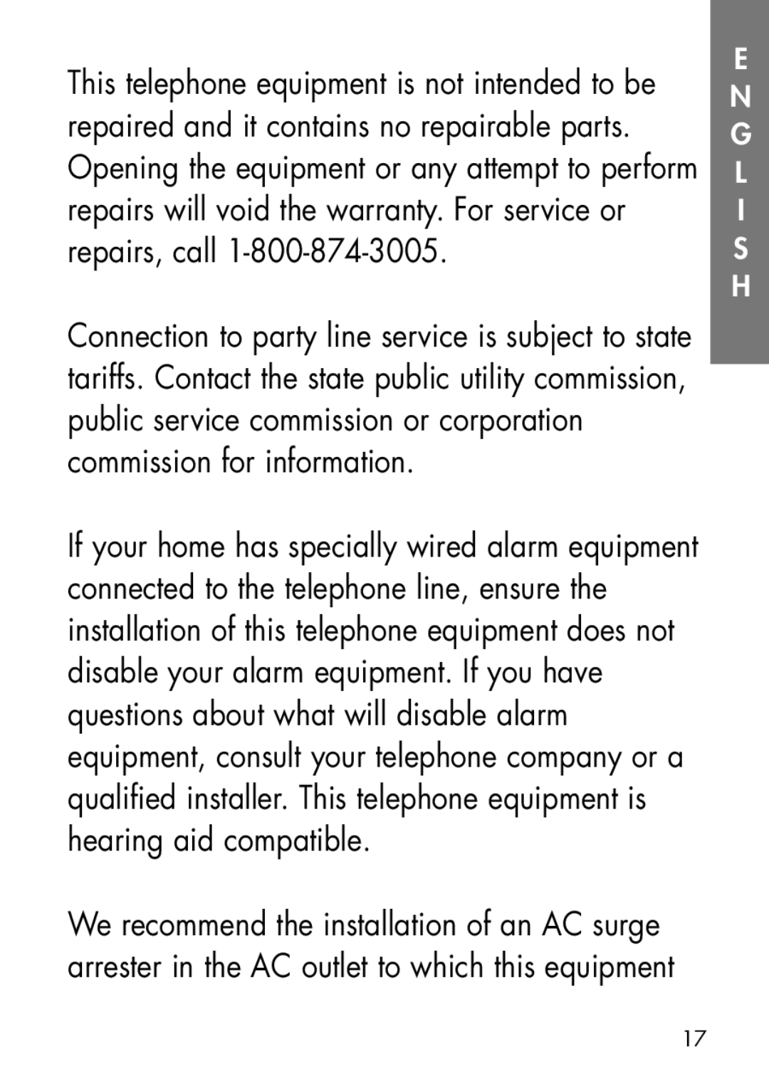 Ameriphone CA-200, CA-100 manual Repaired and it contains no repairable parts, Connected to the telephone line, ensure 