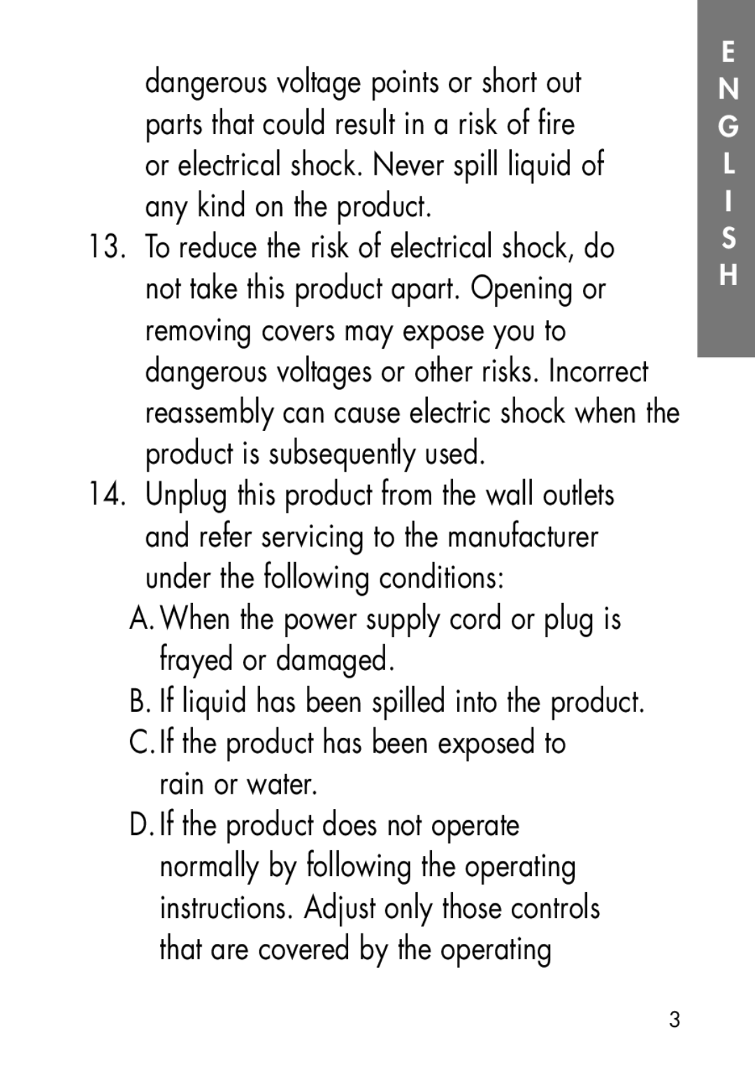 Ameriphone CA-200, CA-100 manual When the power supply cord or plug is frayed or damaged 