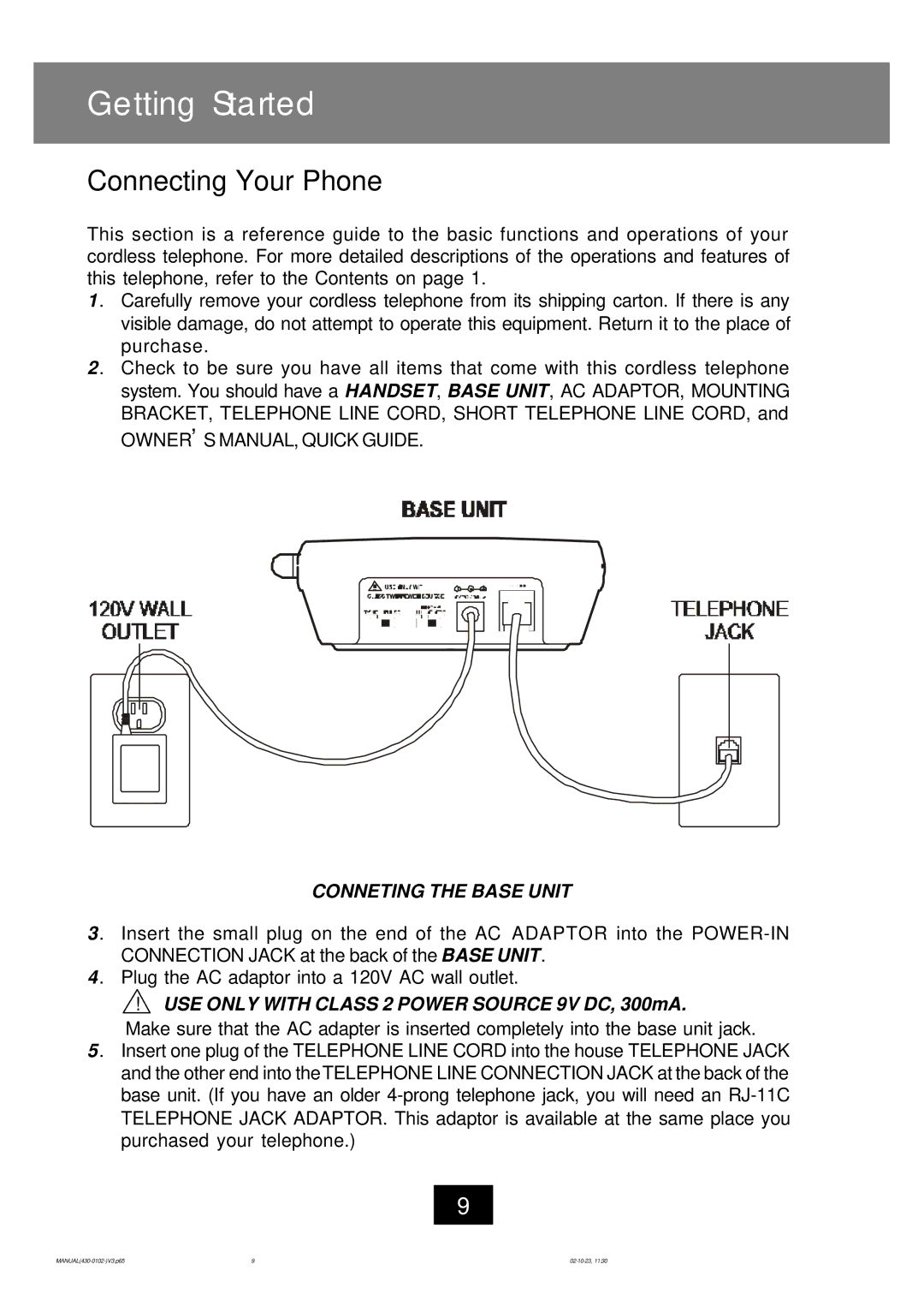 Ameriphone CL-40 operating instructions Getting Started, Connecting Your Phone 