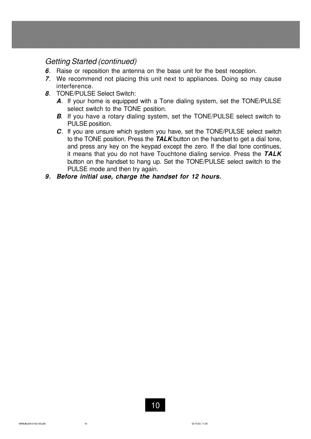 Ameriphone CL-40 operating instructions Getting Started 