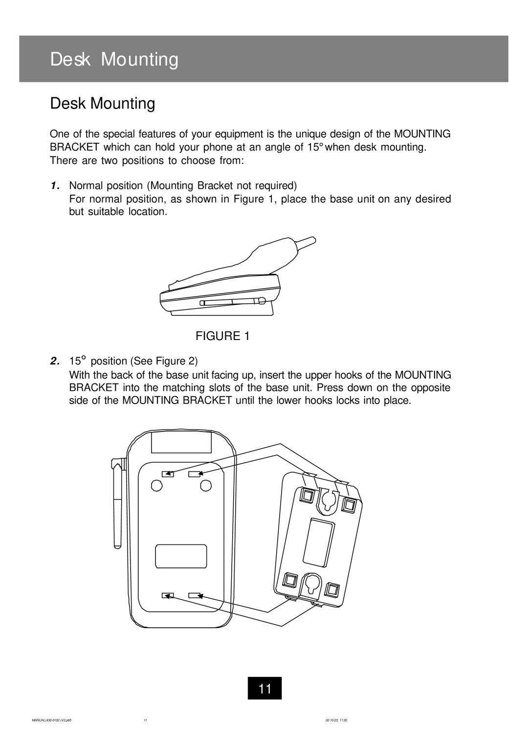 Ameriphone CL-40 operating instructions Desk Mounting 