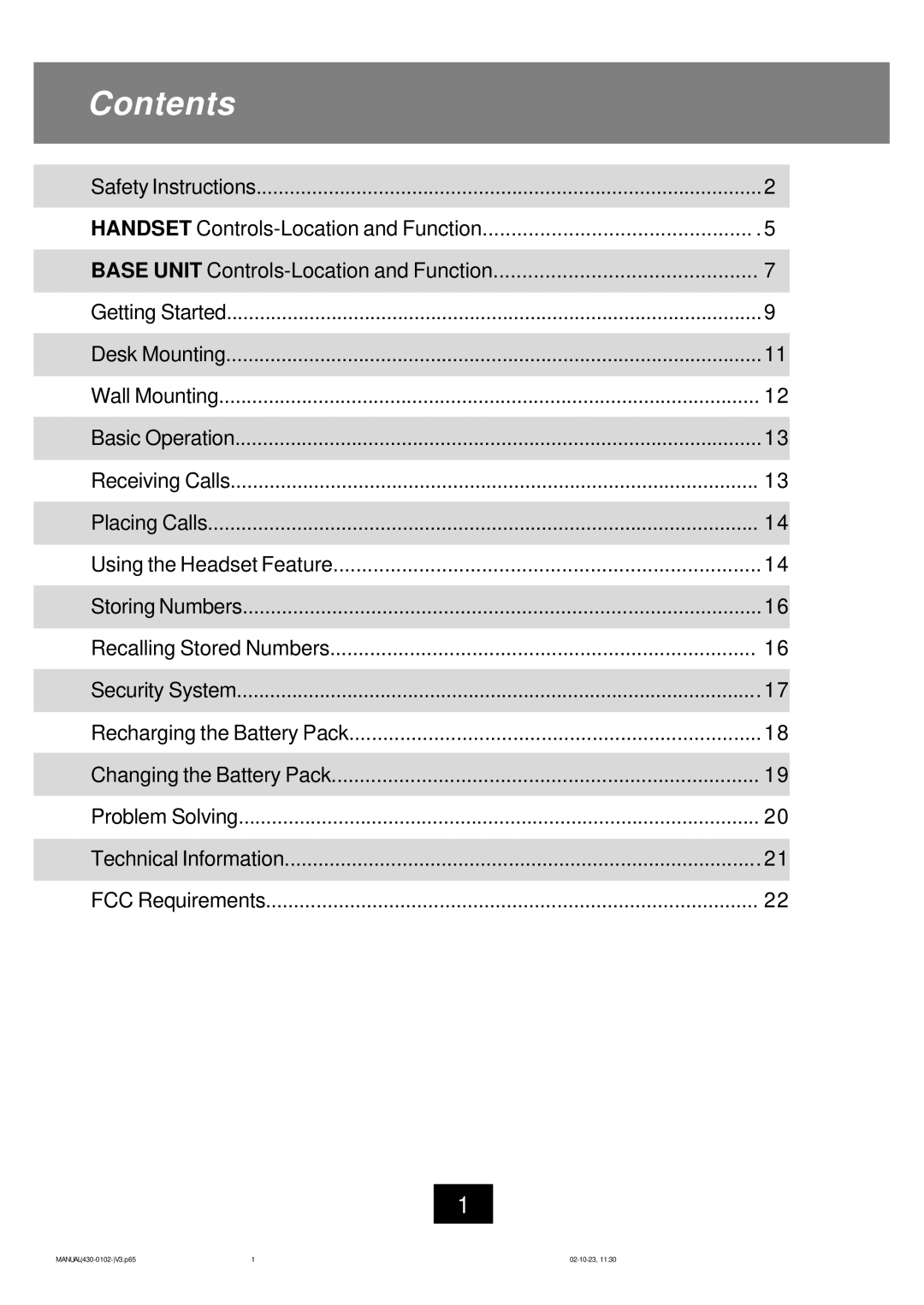 Ameriphone CL-40 operating instructions Contents 