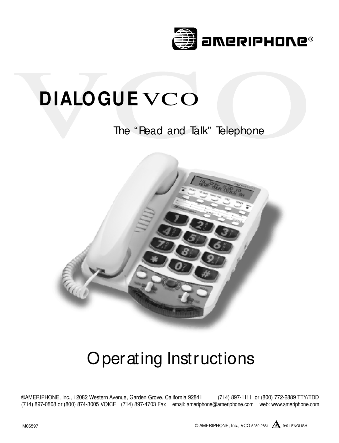 Ameriphone DIALOGUE VCO operating instructions Operating Instructions 