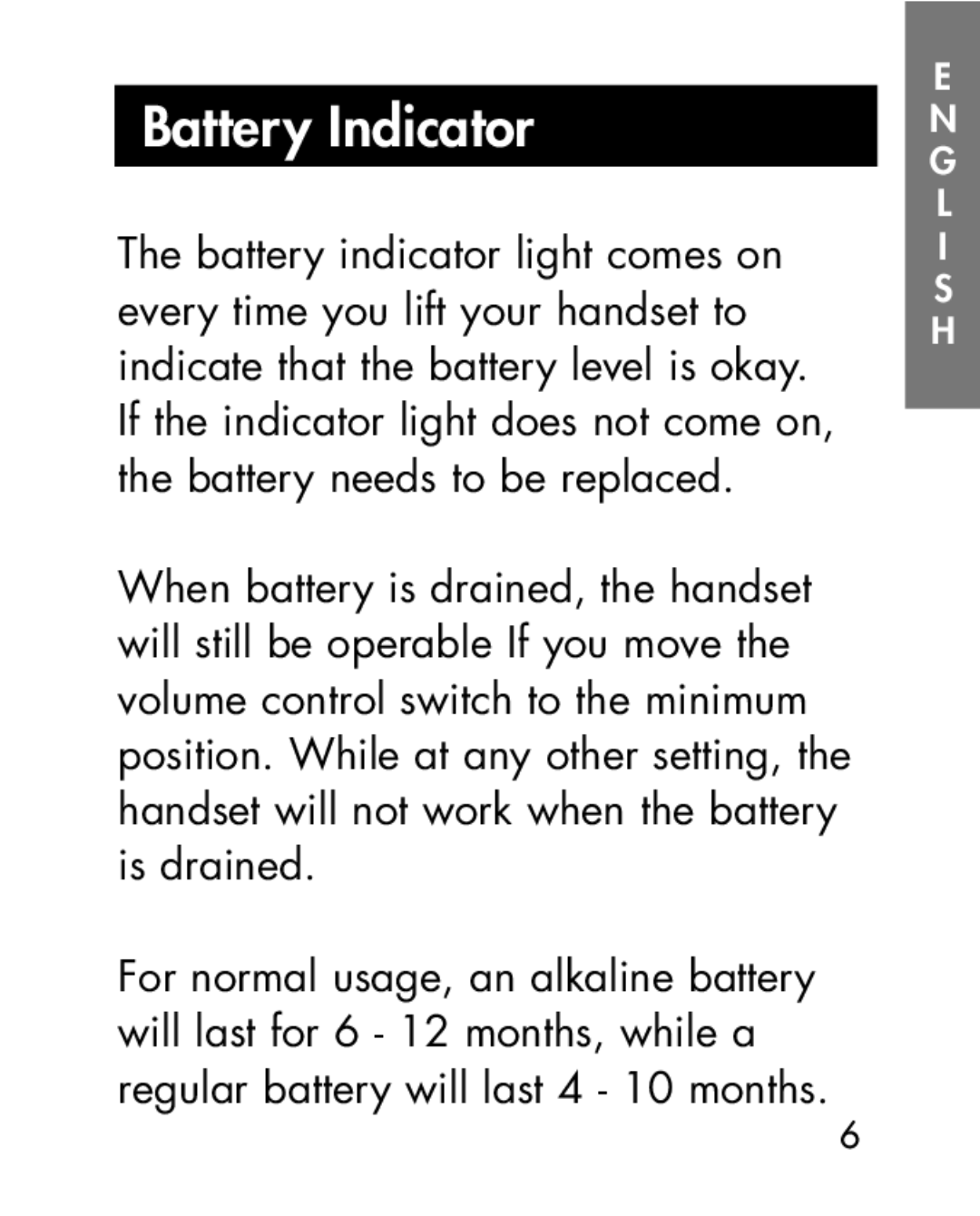 Ameriphone HA40, HA30 manual Battery Indicator 