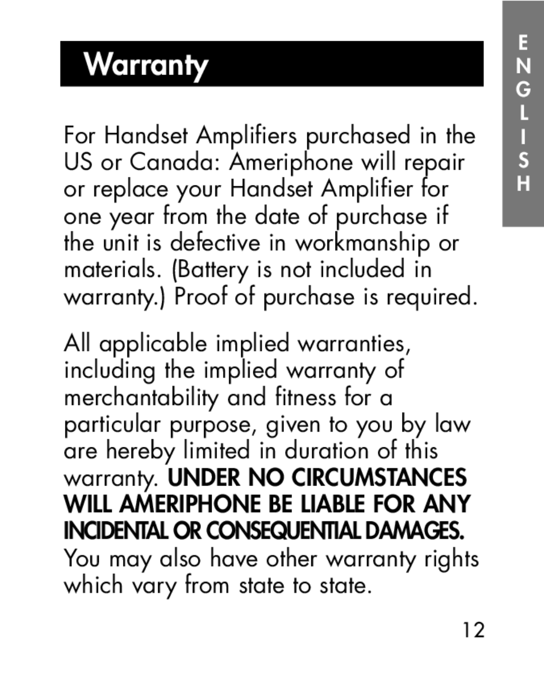 Ameriphone HA40, HA30 manual Warranty, Will Ameriphone be Liable for ANY 