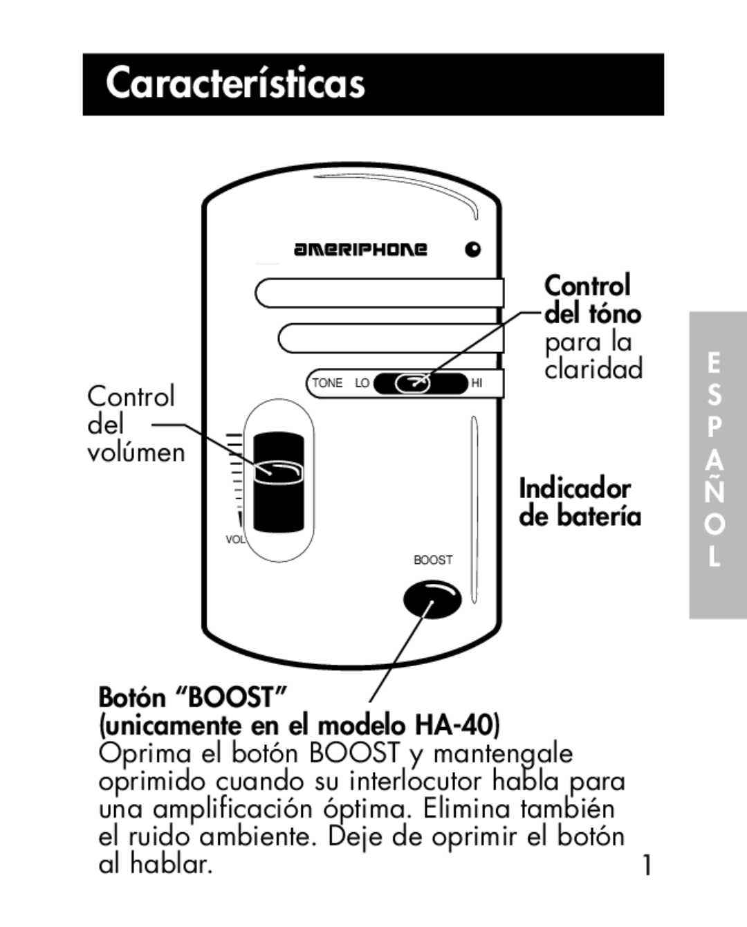 Ameriphone HA40, HA30 manual Características 