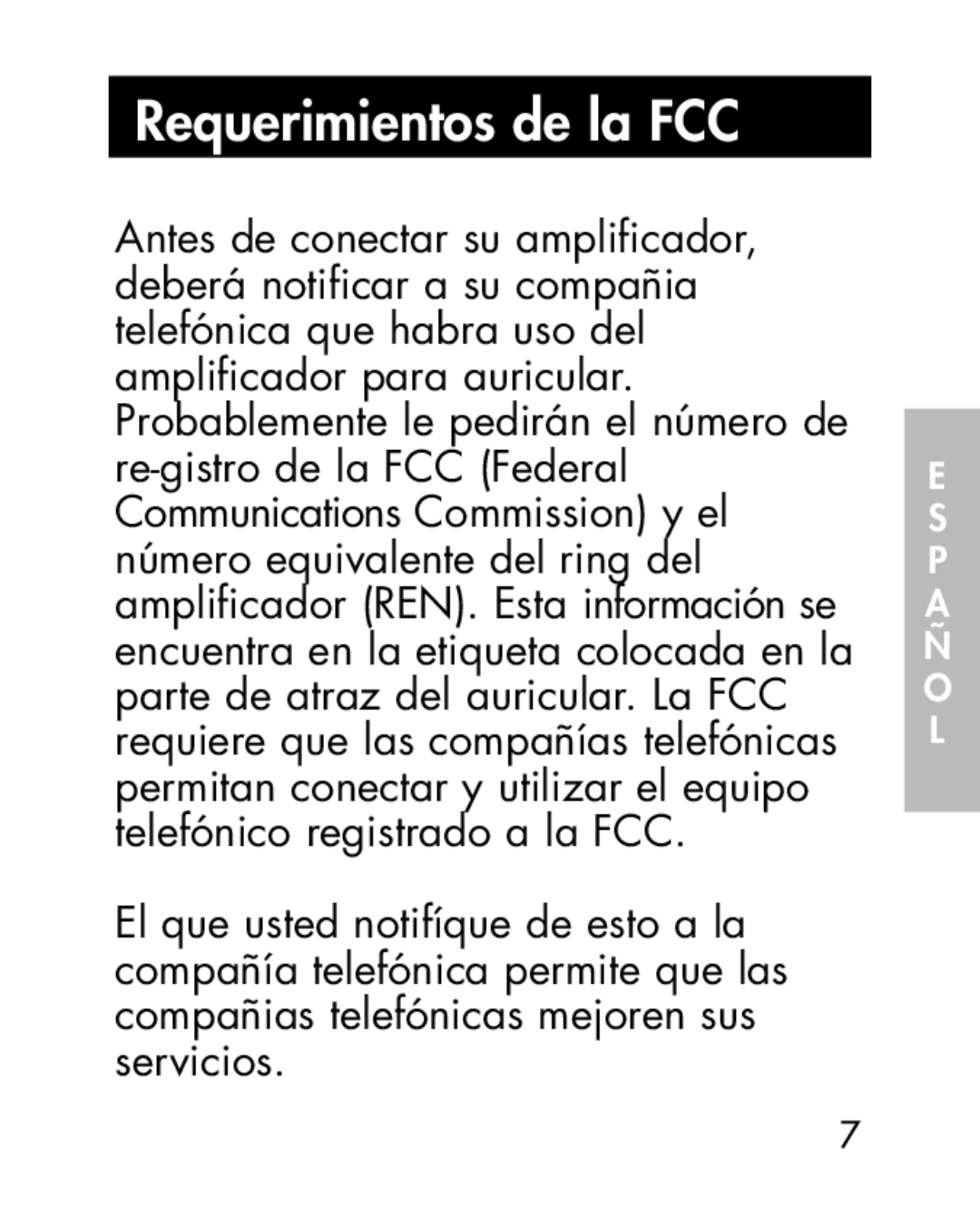 Ameriphone HA40, HA30 manual Requerimientos de la FCC 