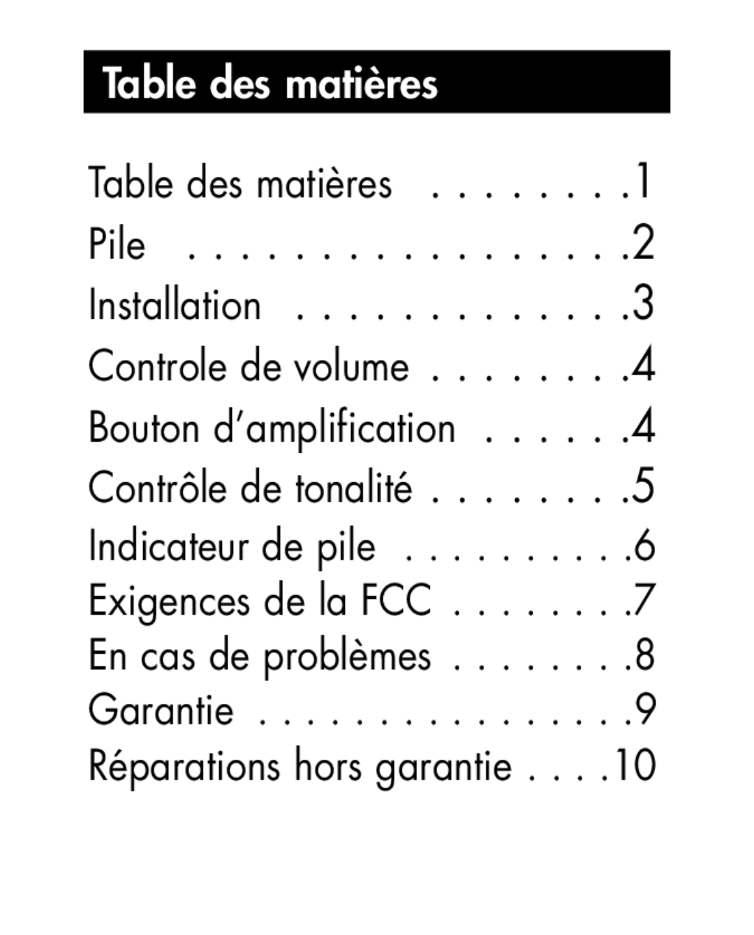 Ameriphone HA40, HA30 manual Table des matières 