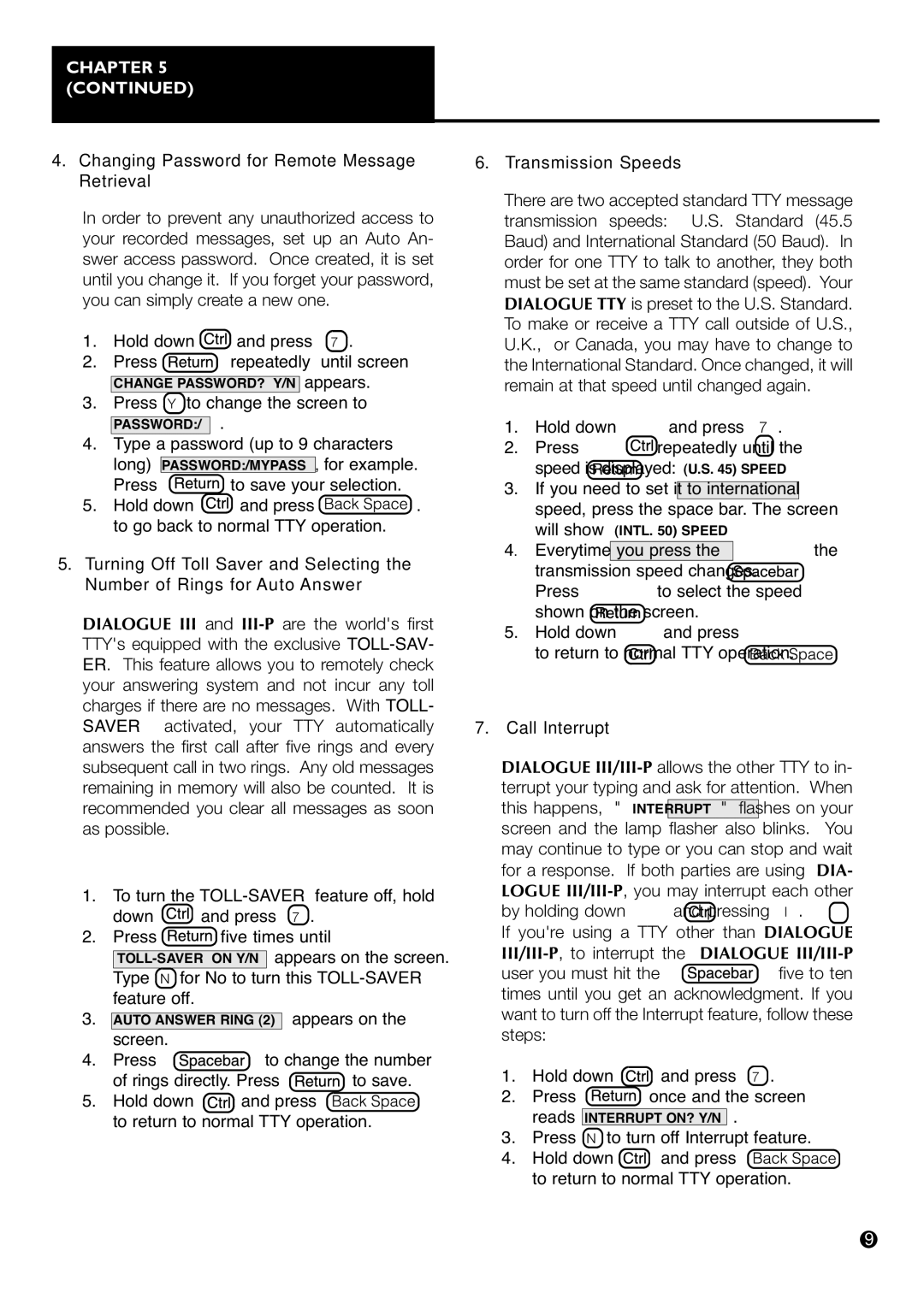 Ameriphone IIIP TTY operating instructions Dialogue III/III-P 